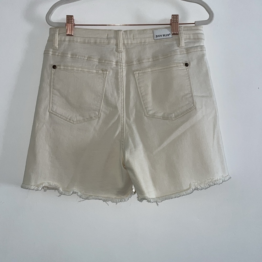 Judy Blue High Waist Cream Denim Shorts - Picture 2 of 6